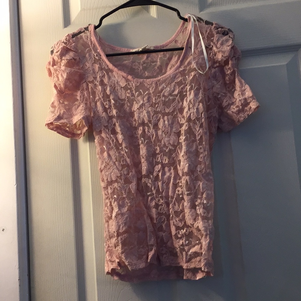 Pink lace short sleeve